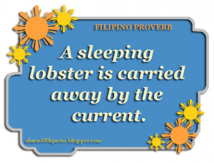 sleeping lobster is carried away by the current.