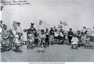 Immigrant children on &roof garden& playground at Ellis Island ...