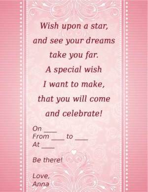 Sweet Sixteen Invitation Wording