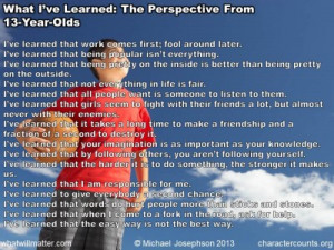 Post image for QUOTE & POSTER: What I’ve Learned From a 13 Year Old.