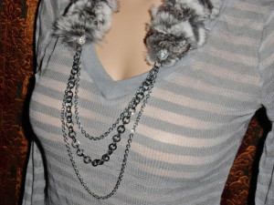 chinchilla fur and silver chain necklace scarf by lelabowcreations, $ ...