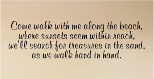 come walk with me along the beach quotes words lettering decals