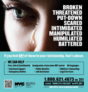 ... domestic violence with warning ads for women in subways, bus system