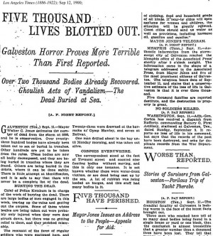 storm of 1900 newspaper of text reporting galveston horror of the 1900 ...