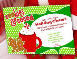 and Cocoa Christmas Party Invitation, Gingerbread Man, Candy Christmas ...