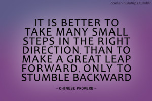 It is better to take many small steps in the right direction, than to ...