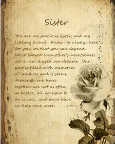 Gift Sister Poem 5x7 Matted Print Home Decor Art Print Neutral color ...