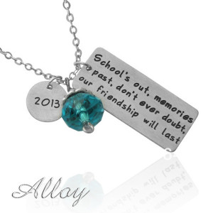 Handstamp words necklace, custom alloy disc,Dream Quote,Graduation ...