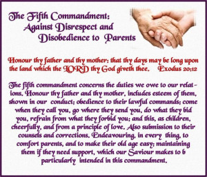 The Fifth Commandment, Against Disrespect and Disobedience to Parents