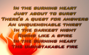 Burning Heart - Survivor Song Lyric Quote in Text Image