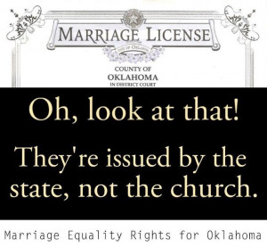 Surprise! Marriage licenses are issued by the states, not by churches ...