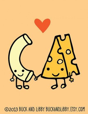 Macaroni Loves Cheese Frameable Illustration Print by Buck and Libby ...