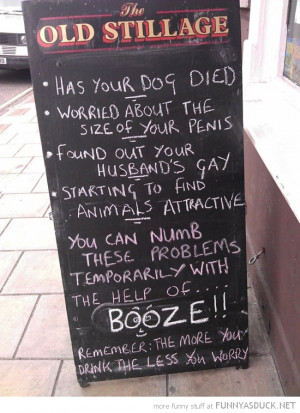 pub bar sign blackboard help of booze drink funny pics pictures pic ...