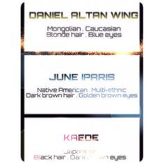 June Iparis, Day Wing, and Kaede. (Dark brown eyes, if you couldn't ...