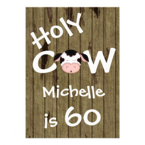 Funny Holy Cow 60th Birthday Party Invitation