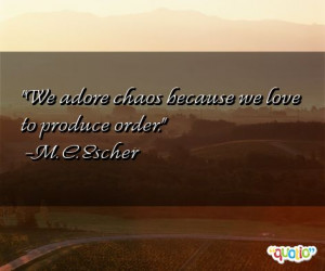 We adore chaos because we love to produce order .