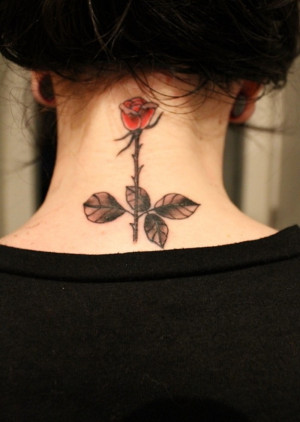 Rose: the most popular neck tattoos for women is rose that expresses ...