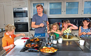 Gordon Ramsay e seus filhos Jack, Tilly, Holly e Megan