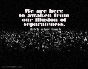 ... are here to awaken from our illusion of separateness. Thich Nhat Hanh