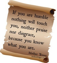 ... praise nor disgrace, because you know what you are. ~ Mother Teresa