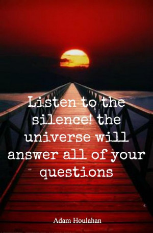 Listen to the silence, the universe will answer all of your questions ...