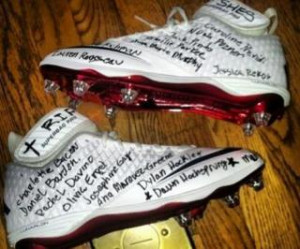 Running back for the Tennessee Titans Chris Johnson wrote all 26 names ...