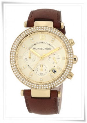 Michael Kors Chronograph Gold Dial Diamond set Ladies Watch MK2249