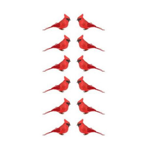 Pack of 12 Red and Black Cardinal Bird Christmas Ornaments 4.5