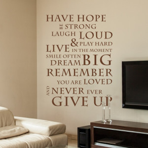 Have Hope Never Give Up - Inspirational Wall Stickers Wall Decals Wall ...