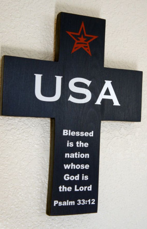 ... Wood Cross with Quote. United States of America. Red, White and