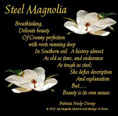Steel Magnolia by Patricia Neely-Dorsey © 2012 My Magnolia Memories ...