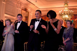 President Barack Obama and First Lady Michelle Obama dance together ...