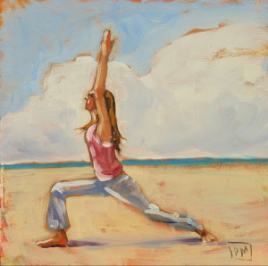 Warrior one - yoga poses, beach