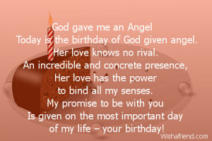 god gave me an angel today is the birthday of god given angel her love ...