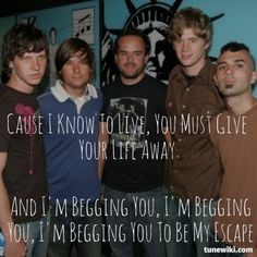 LyricArt for Be My Escape (Acoustic) by Relient K
