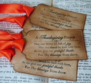 Thanksgiving Prayer- Gift Tags/Labels SET of 6-Ribbon Choices ...