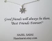 Snowflake, Friends Necklace- Friend Quote Card