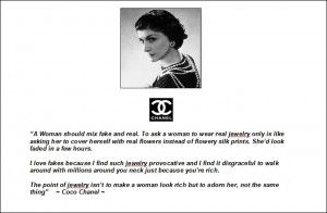Coco Chanel Jewelry quote fake v real jewelry