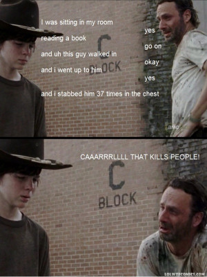 Carl that kills people meme the walking dead