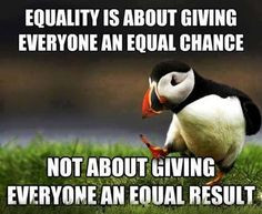 ... giving everyone an equal CHANCE, not about giving everyone an equal