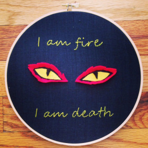 Am Fire, I Am Death (Smaug Hoop Art Stitchery)