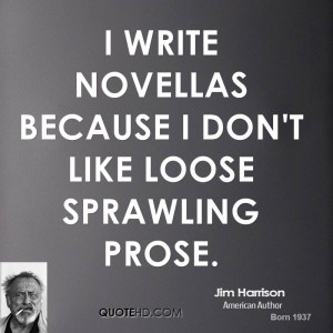 write novellas because I don't like loose sprawling prose.