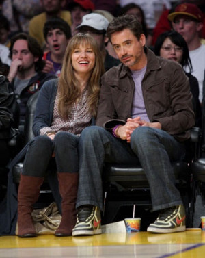 Robert Downey Jr. and Susan Downey at a Lakers game.