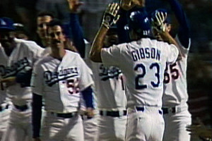 It was only after Gibson is back in the dugout, the crowd still ...