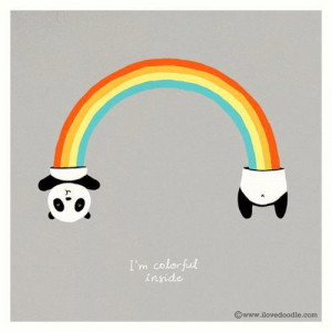 colorful, cute, panda, rainbow