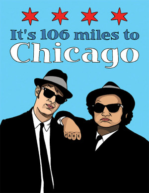 Blues Brothers Greeting Card - 106 miles to Chicago - John Belushi ...
