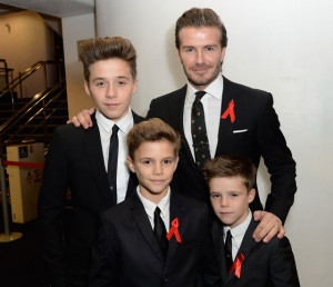 David Beckham, Brooklyn Beckham, Romeo Beckham and Cruz Beckham attend ...