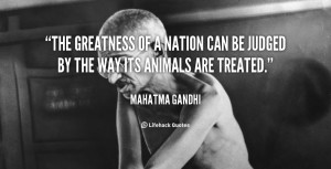 ... Can Be Judged By The Way It’s Animals Are Treated - Mahatma Gandhi