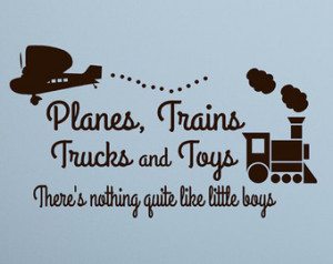 Planes Trains Trucks and Toys Wall Decal - Boy Wall Decal- Wall Words ...