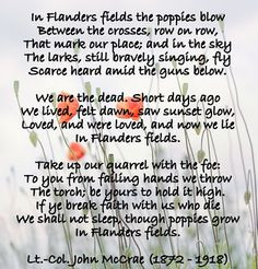 As a child growing up in Canada, we recited this poem every year on ...